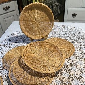 Vintage cottagecore Set of wicker paper Plates